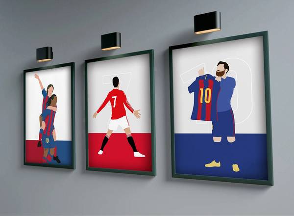Poster Fußball Messi Ronaldo Maradonna R Naturfaser - 20 x 30 x 1 cm