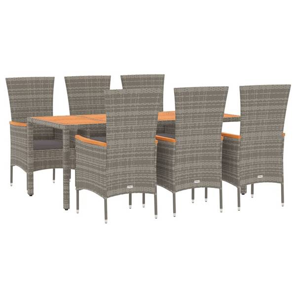 Garten Essgruppe 3028992-4 (7-teilig) Grau - Polyester - Akazie - Stahl - 190 x 75 x 90 cm