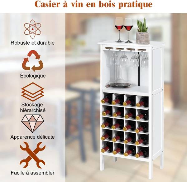 Casier à Vin TI73361ITFR Blanc - Bois manufacturé - 25 x 96 x 42 cm