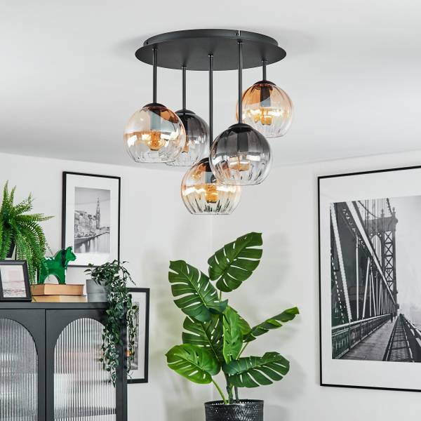 Deckenleuchte Cesaro Grau - Gelb - Metall - 39 x 22 x 40 cm