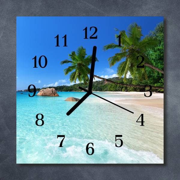 Wanduhr Strand blau Blau - Glas - 30 x 30 x 1 cm