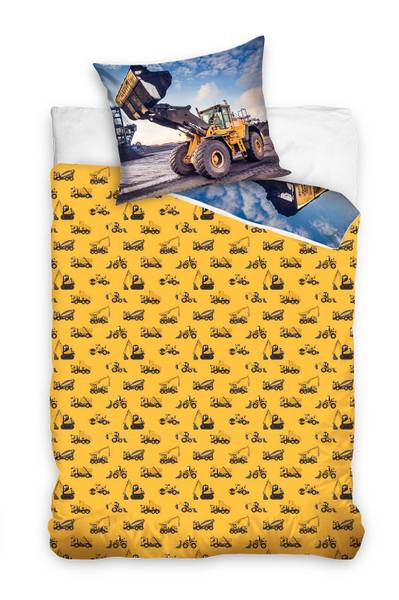 Bettwäsche Bagger & Baustelle Blau - Gelb - Textil - 135 x 200 x 1 cm