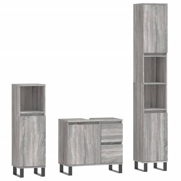 Badkamermeubelset 3030370 Set van 3 grijs - ijzer - 33 x 60 x 65 cm