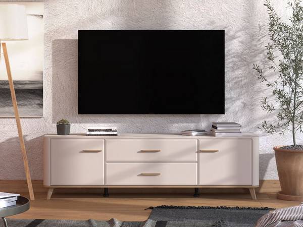 TV-Möbel Gosaldo Beige - Holzwerkstoff - 40 x 53 x 180 cm