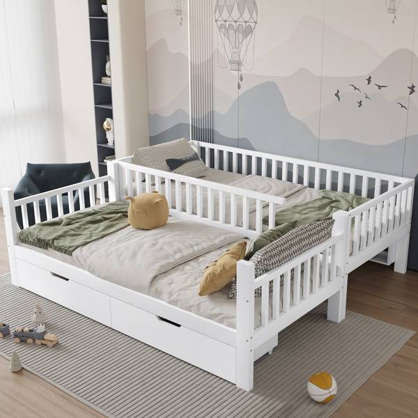 Etagenbett Ida Weiß - Massivholz - 95 x 152 x 204 cm