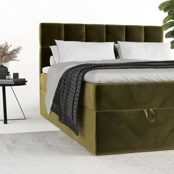 Boxspringbett SAVIO mit Stauraum Kronos Olivgrün - Liegefläche Breite: 140 cm