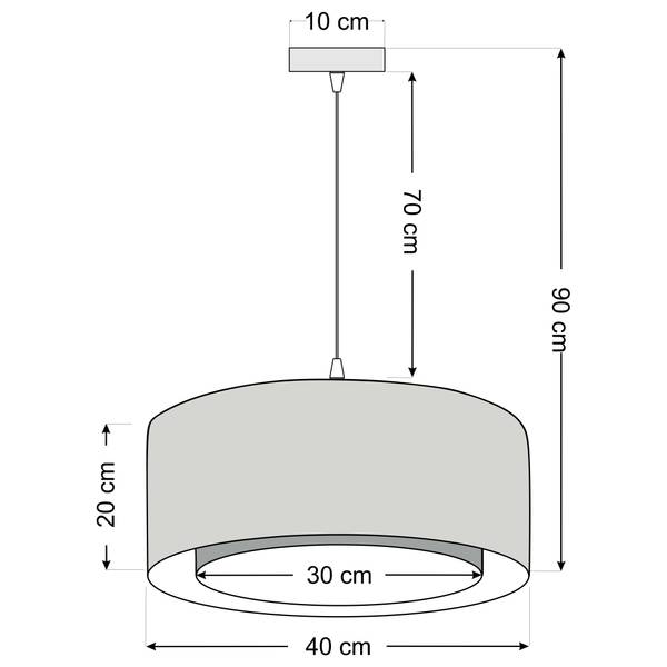 Suspension Duo Boho, Ø40cm, Creme Beige - Fibres naturelles - 40 x 20 x 90 cm