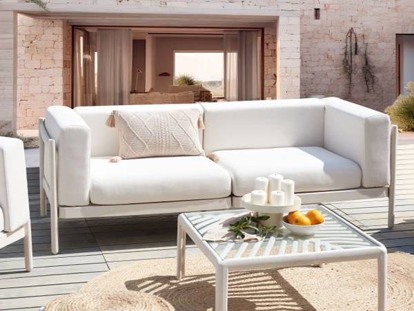 Tuinsofa FERRETTI 7-delig beige - kunststof - 187 x 68 x 73 cm