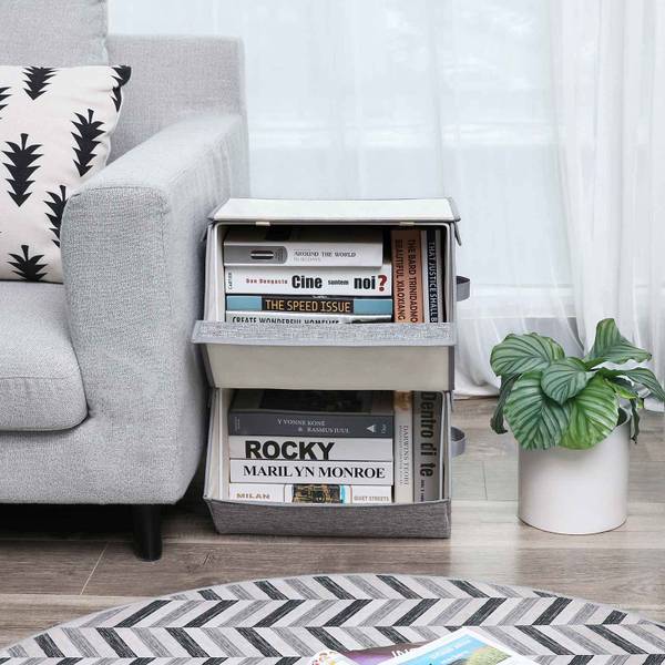 2er-Set Aufbewahrungsbox Faltbox Malabo Grau - Textil - 25 x 35 x 38 cm