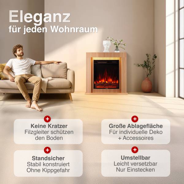 Elektrokamin Matti MODERN Schwarz - Holzwerkstoff - 81 x 80 x 22 cm