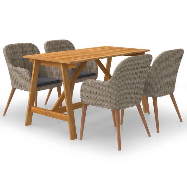 Garten-Essgruppe 3006066 (5-teilig) Braun - Akazie - 70 x 74 x 140 cm
