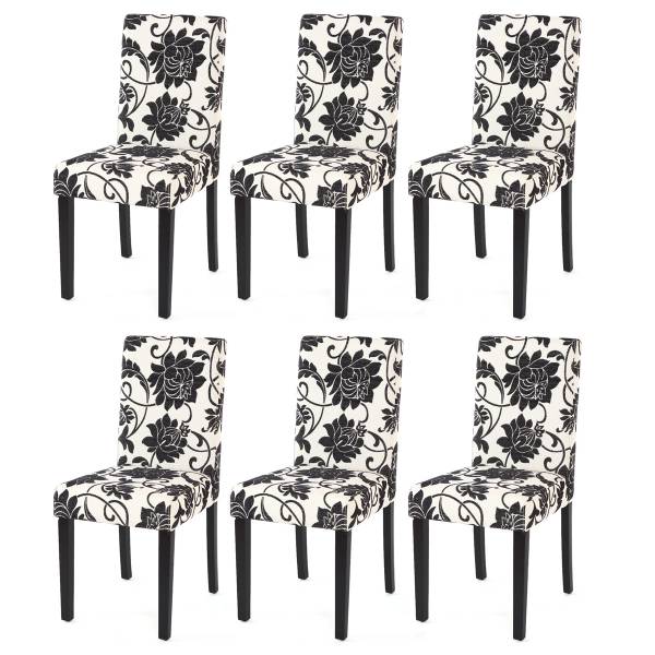 Esszimmerstuhl Littau (6er-Set) Schwarz - Weiß - Textil - 43 x 90 x 48 cm