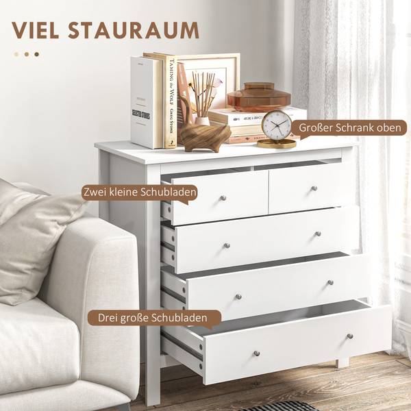 Kommode 831-256V90WT Weiß - Holzwerkstoff - 40 x 81 x 79 cm