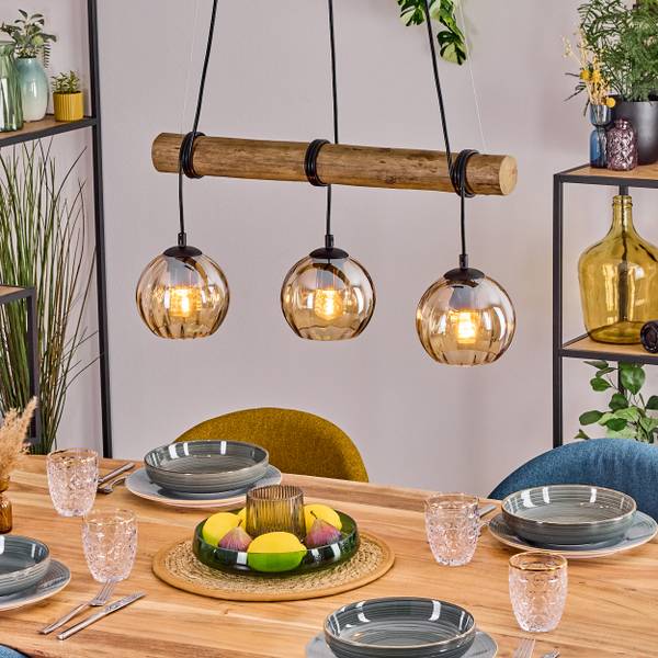 Pendelleuchte Cesaro Orange - Holzwerkstoff - Metall - 30 x 150 x 60 cm
