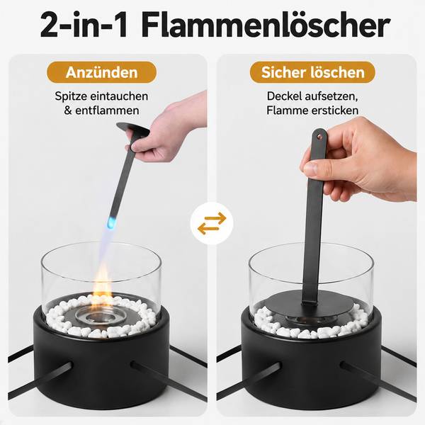 Tischkamin|Tischfeuer|Ethanolkamin Nypon Schwarz - Metall - 16 x 17 x 16 cm