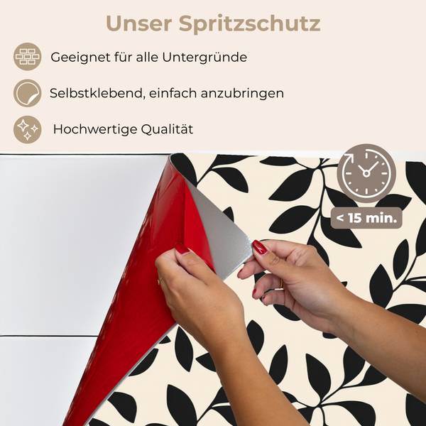 SPRITZSCHUTZ KÜCHE Blätter 70 x 55 cm
