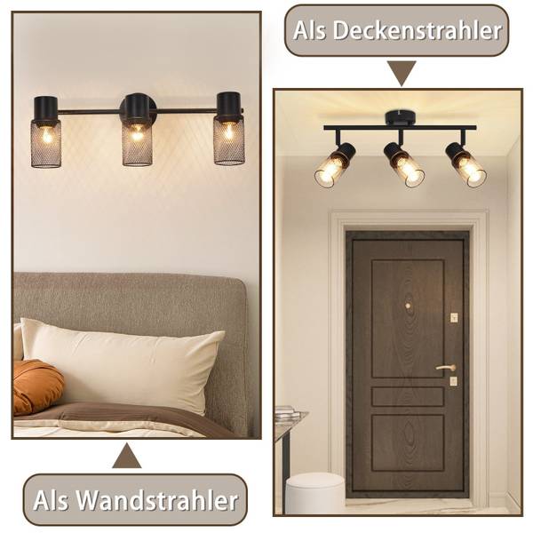 Plafonnier Käfig 3 ampoules Noir - Métal - 16 x 21 x 48 cm