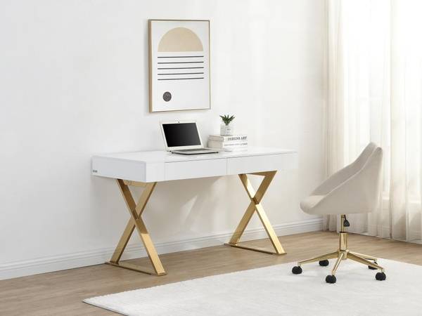Schreibtisch PLEISA Weiß - Holz teilmassiv - 60 x 75 x 140 cm