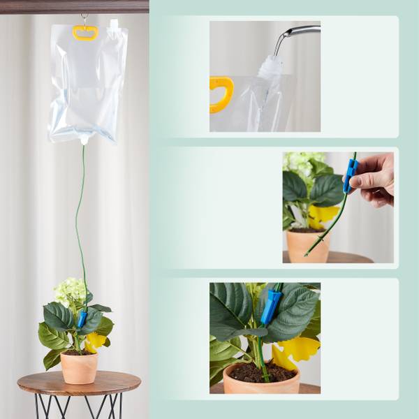 4 Tropfbewässerungsbeutel u. Gelbsticker Blau - Grün - PVC - 25 x 170 x 3 cm
