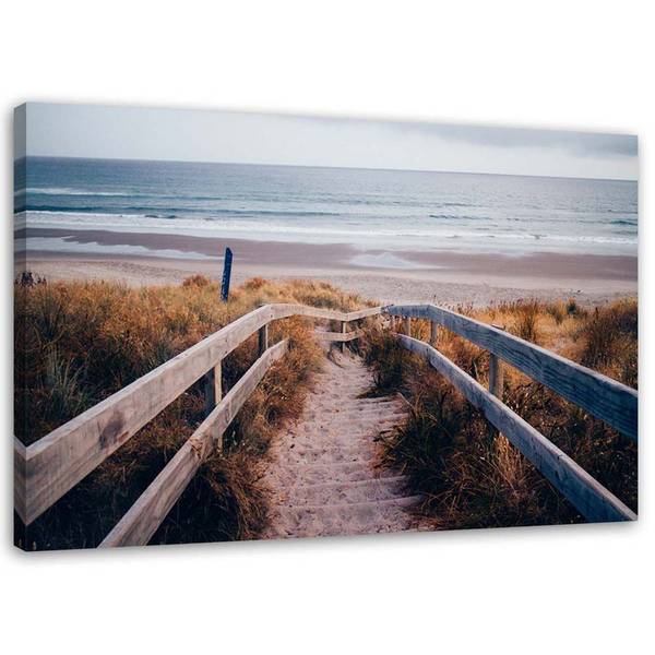Canvas schilderij strand en zee 60 x 40 cm