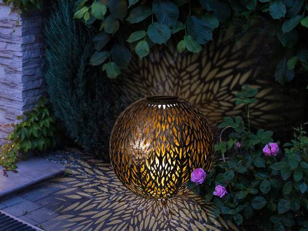 3er Set Solarkugeln Garten, Metall Gold - Silber - Metall - 18 x 54 x 18 cm