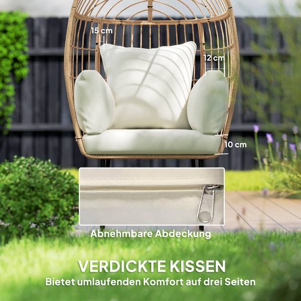 Rattansessel 867-261V00BG Beige - Polyethylen - 80 x 155 x 95 cm