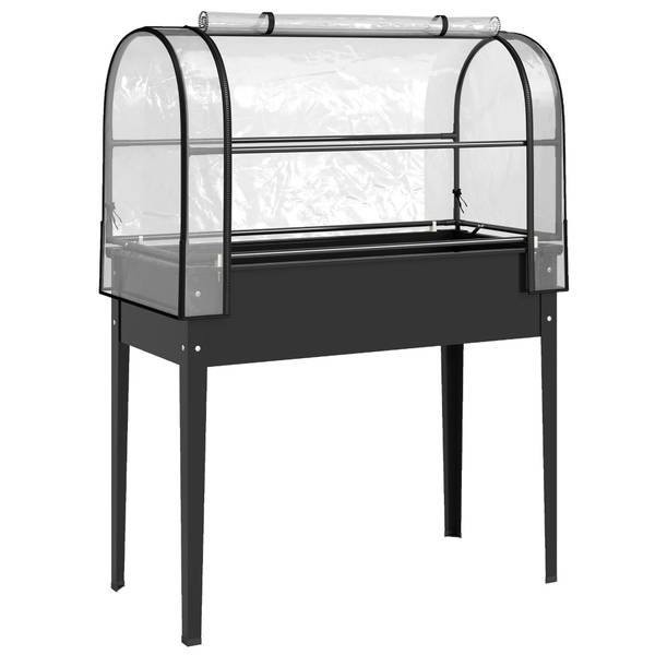 Hochbeet mit Gewächshaus 84H-571V00BK Schwarz - Metall - 49 x 136 x 100 cm