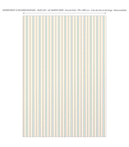 Tapete mit Streifen Raphaël Blau - Papier - 192 x 280 x 192 cm
