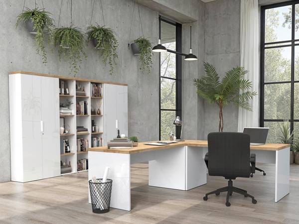 Regal EASY OFFICE Braun - Weiß - Holzwerkstoff - 41 x 193 x 34 cm