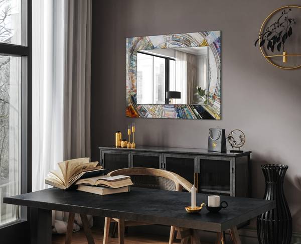 Wandspiegel Abstraktes Kreismosaik Höhe: 80 cm