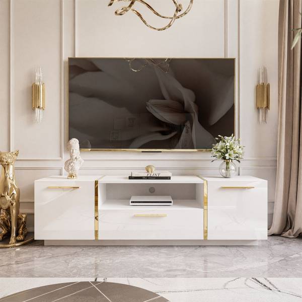 ONYX woonkamermeubelset sokkel hoogglans wit - wit