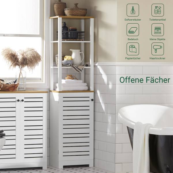 Hoge kast BZR43-W wit - plaatmateriaal op houtbasis - 60 x 160 x 30 cm