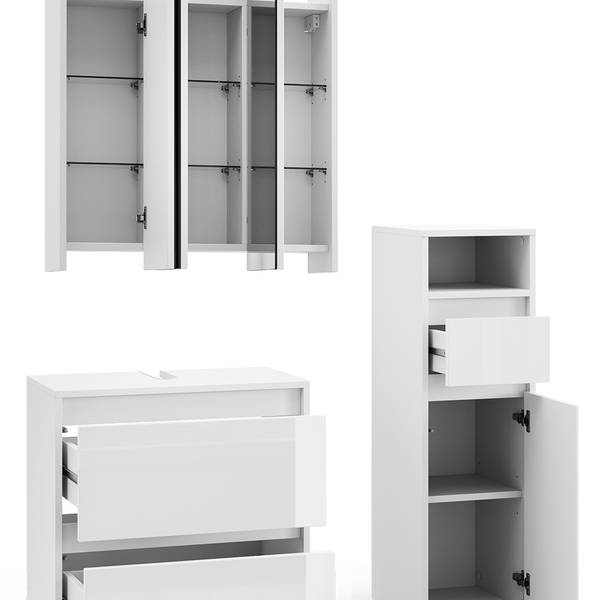 Badmöbel-Set Majest 40118 3er Set Hochglanz Weiß - Reinweiß