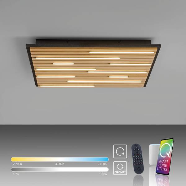 LED Deckenlampe Q-AKUSTIK Echtholz 62 x 62 cm