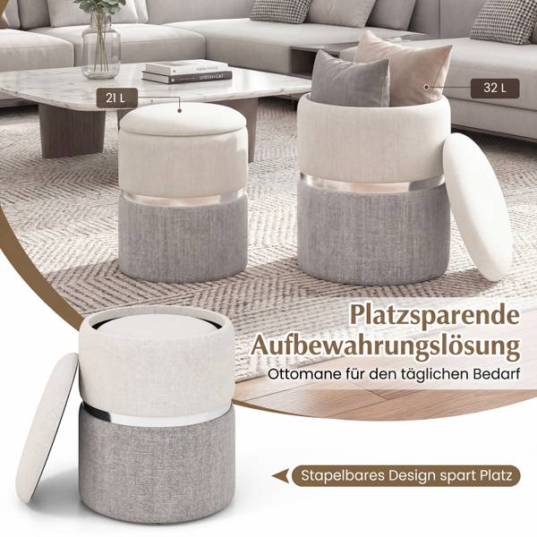 Sitzhocker VH33521(2er-Set) Grau - Holzwerkstoff - 36 x 45 x 36 cm