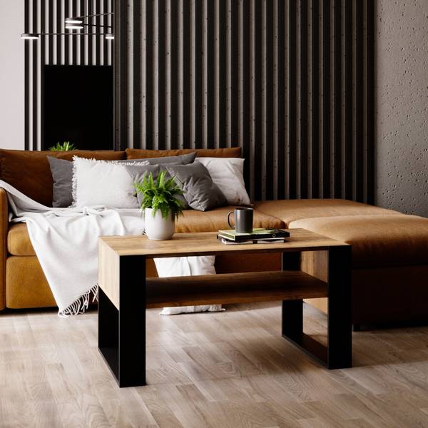 Couchtisch KARO 92 Schwarz - Braun - Holzwerkstoff - 92 x 45 x 54 cm
