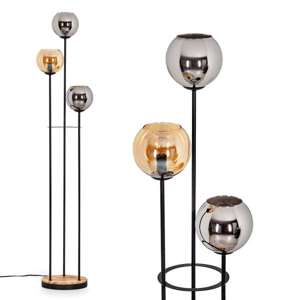 Stehlampe Cesaro Grau - Silber - Gelb - Holzwerkstoff - Metall - 50 x 50 x 86 cm