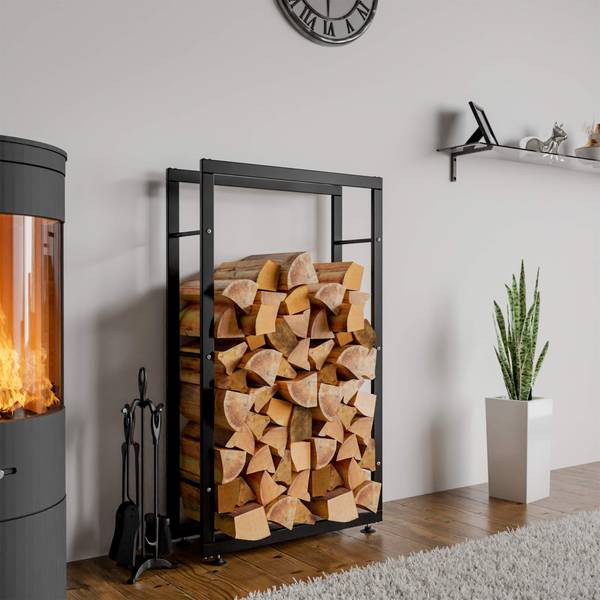 Kaminholzregal SATLO Schwarz - Metall - 60 x 150 x 25 cm