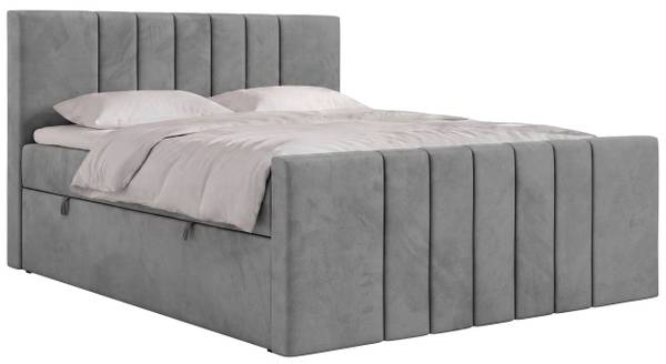 Boxspringbett INERO DUO Hellgrau - H3 - Viscoschaum - Polyester - Samt - Liegefläche Breite: 180 cm