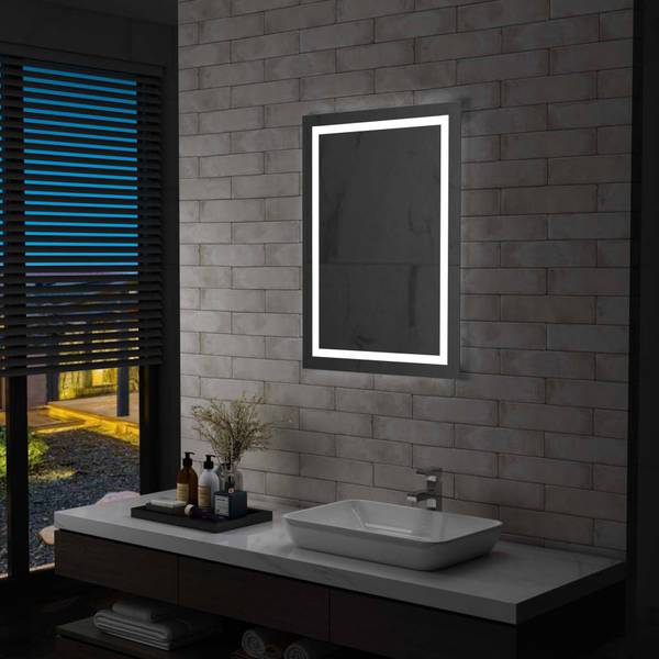 Badezimmerspiegel mit LED 3000284 Silber - Spiegelglas - 60 x 80 x 1 cm