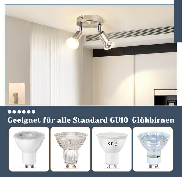 Spot plafond Windsheim 2 ampoules Argenté