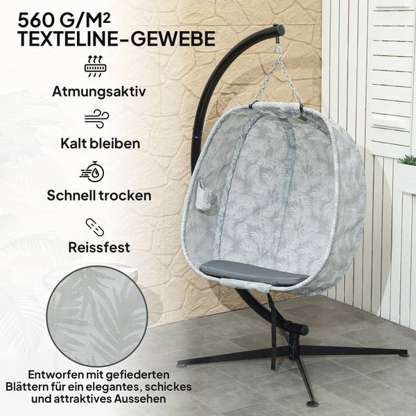 Hängesessel 84A-358V00GY Grau - Baumwollstoff - 90 x 180 x 126 cm