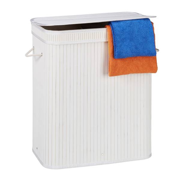 Wäschekorb Bambus eckig Weiß