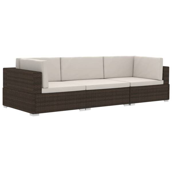 Garten-Sofagarnitur 3000474-1 3-teilig Braun - Polyester - Stahl - 70 x 54 x 210 cm