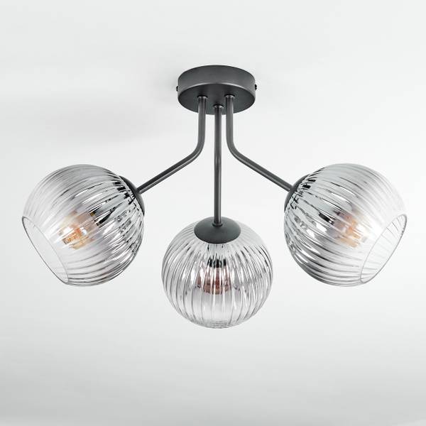 Deckenleuchte Cesaro Grau - Aluminium - Klarglas - 42 x 28 x 42 cm