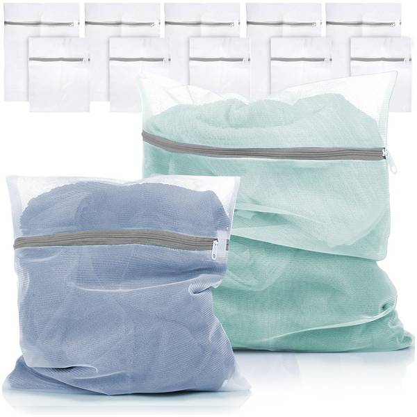 Wäschenetze 12er Set Weiß - Polyester - 29 x 1 x 29 cm