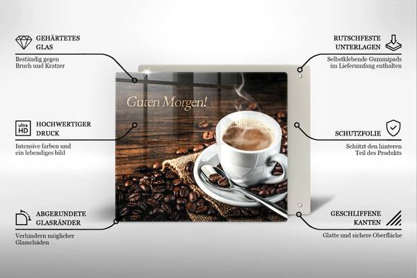 Schneidebrett Guten Morgen! Braun - Glas - 60 x 52 x 1 cm