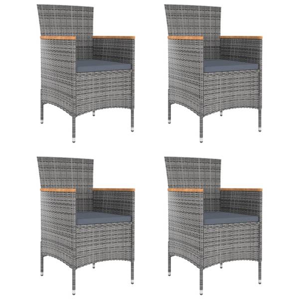 Garten-Essstühle 4er Set D1068 Grau - Rattan - 60 x 88 x 61 cm