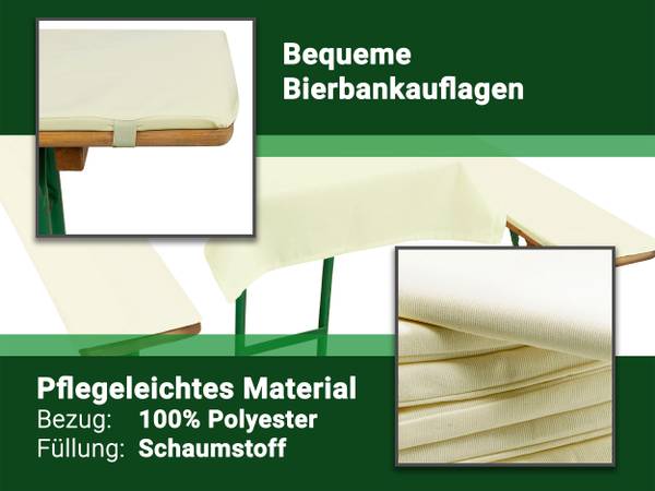 Bierbankauflagen 00000249 3er-Set Beige - Textil - 70 x 1 x 240 cm