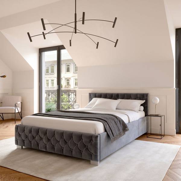 Polsterbett Nizza Grau